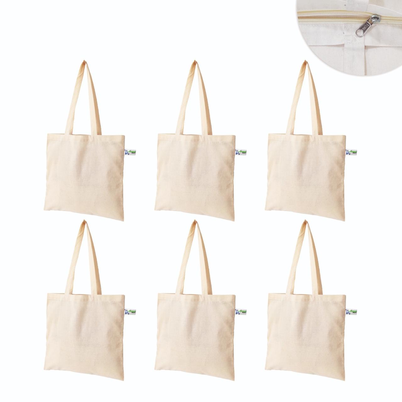 Buy Online Vantagekart Plain 5oz Beige Canvas Tote Bags with Zip ...